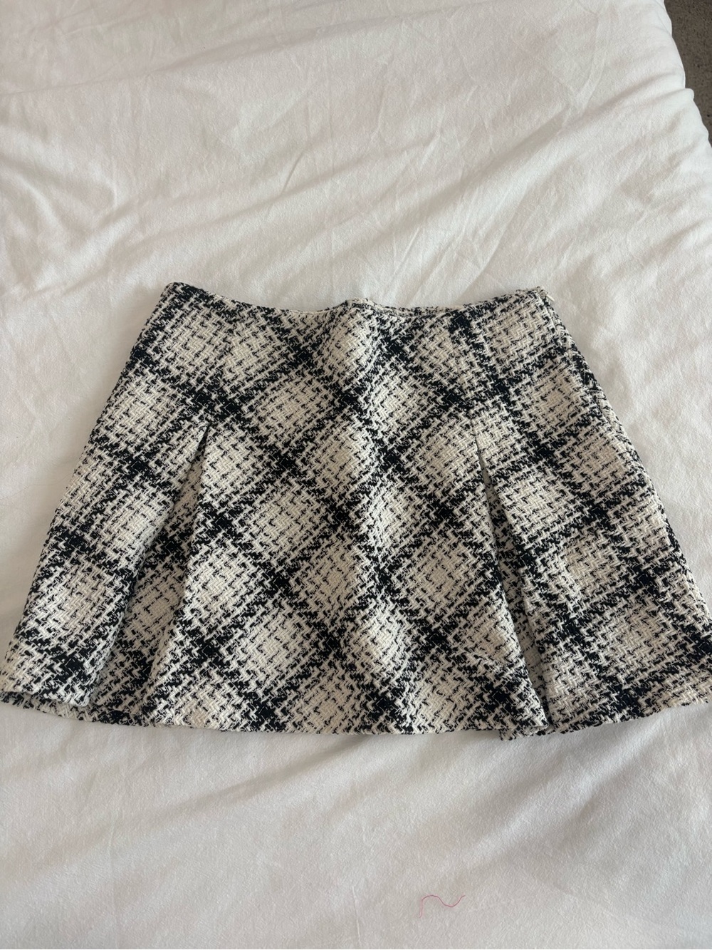 Zara Black & White Tweed Circle Skirt
